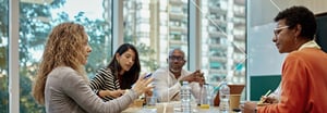 A diverse group sitting around a conference table